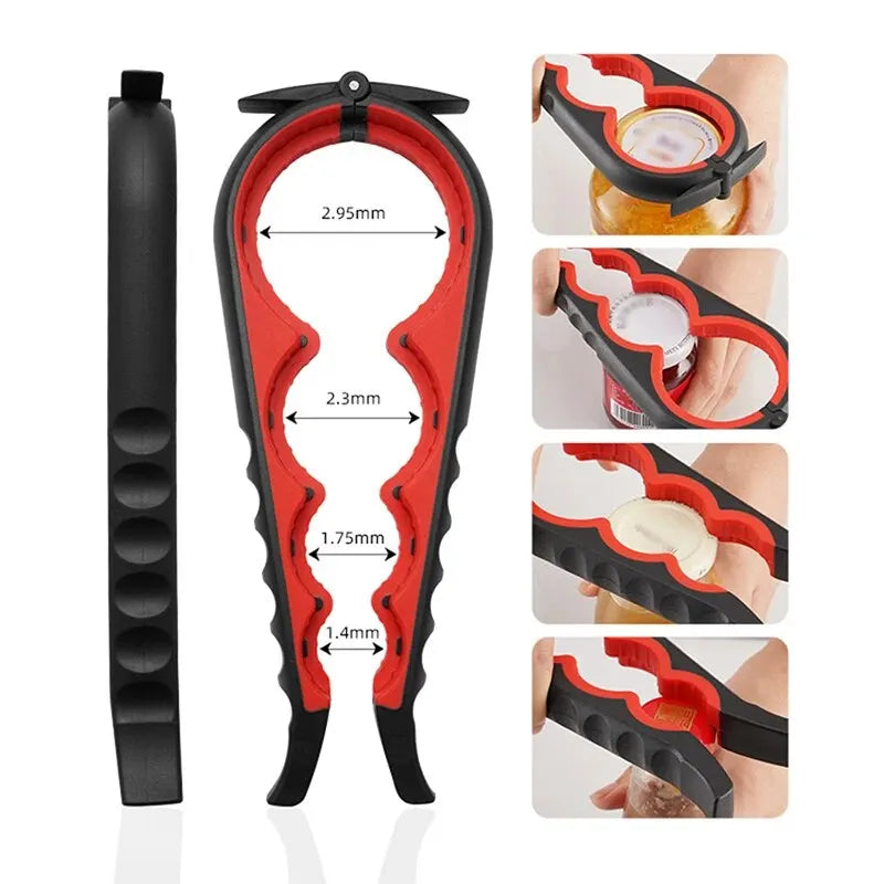 4-in-1 Multi-Purpose Can and Bottle Opener – Ergonomic Anti-Slip Handle for Effortless Opening – Durable Aluminum Alloy for Long-Lasting Performance