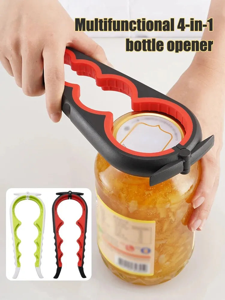 4-in-1 Multi-Purpose Can and Bottle Opener – Ergonomic Anti-Slip Handle for Effortless Opening – Durable Aluminum Alloy for Long-Lasting Performance