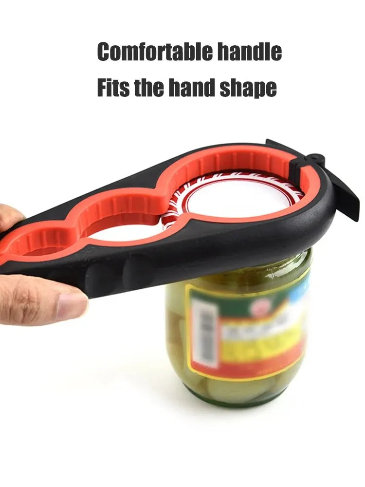 4-in-1 Multi-Purpose Can and Bottle Opener – Ergonomic Anti-Slip Handle for Effortless Opening – Durable Aluminum Alloy for Long-Lasting Performance