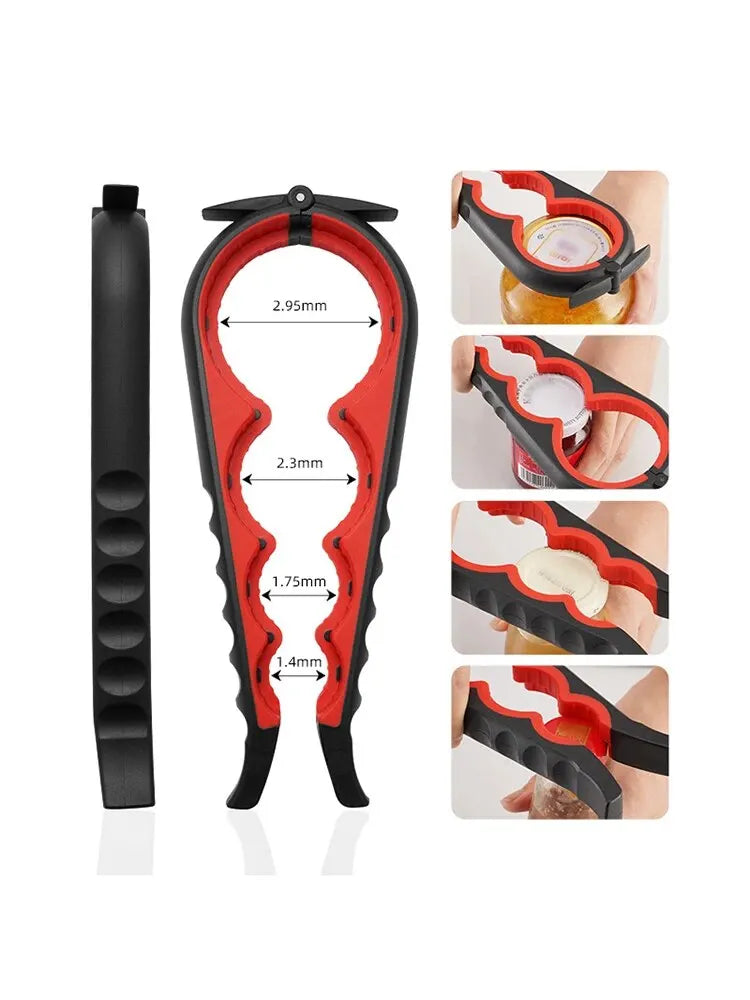 4-in-1 Multi-Purpose Can and Bottle Opener – Ergonomic Anti-Slip Handle for Effortless Opening – Durable Aluminum Alloy for Long-Lasting Performance