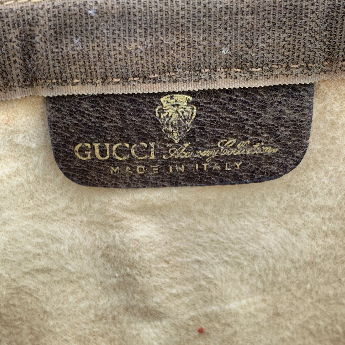 Gucci Vintage Beige Monogram Cosmetic Bag Ophidia Clutch with Stripes