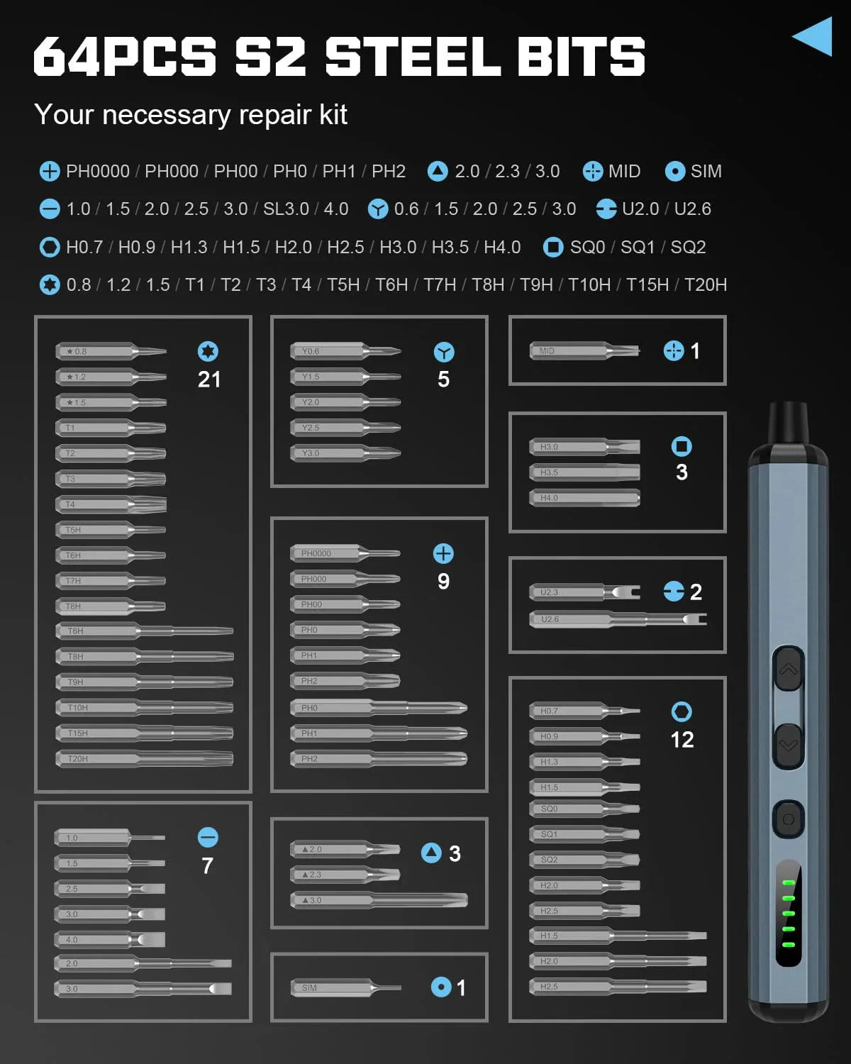 68-In-1 Precision Electric Screwdriver Set