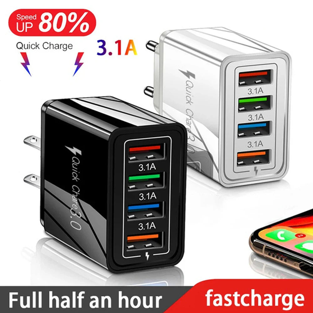 USB Charger Quick Charge 3.0 4 Phone Adapter