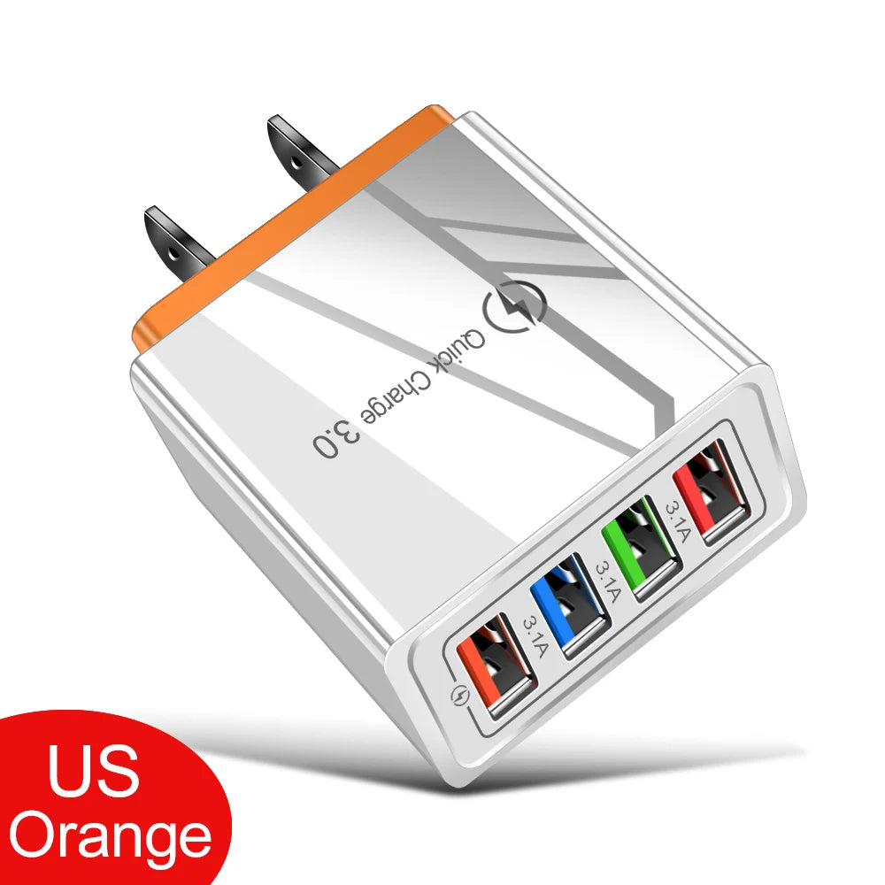 USB Charger Quick Charge 3.0 4 Phone Adapter