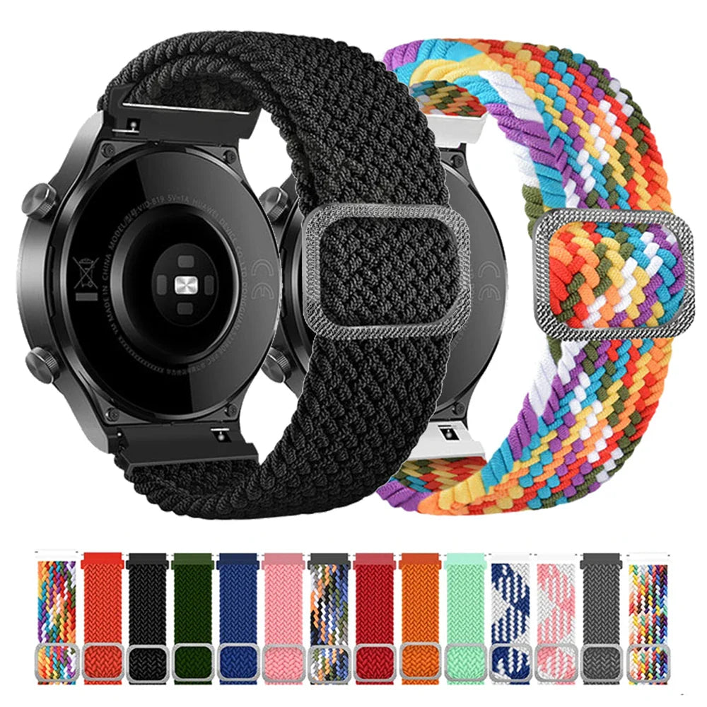 20mm 22mm Elastic Band For Samsung Galaxy Watch 7/6/5/4/FE Active 2 Gear S3 Braided Nylon Strap For Huawei Watch GT 5/4/3/2 46mm