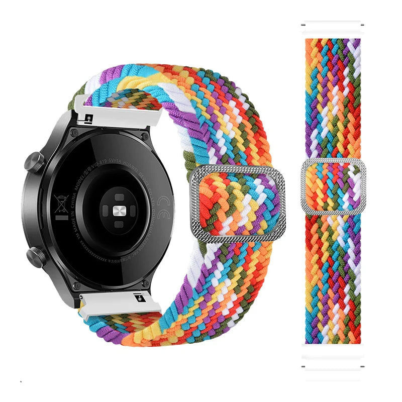 20mm 22mm Elastic Band For Samsung Galaxy Watch 7/6/5/4/FE Active 2 Gear S3 Braided Nylon Strap For Huawei Watch GT 5/4/3/2 46mm