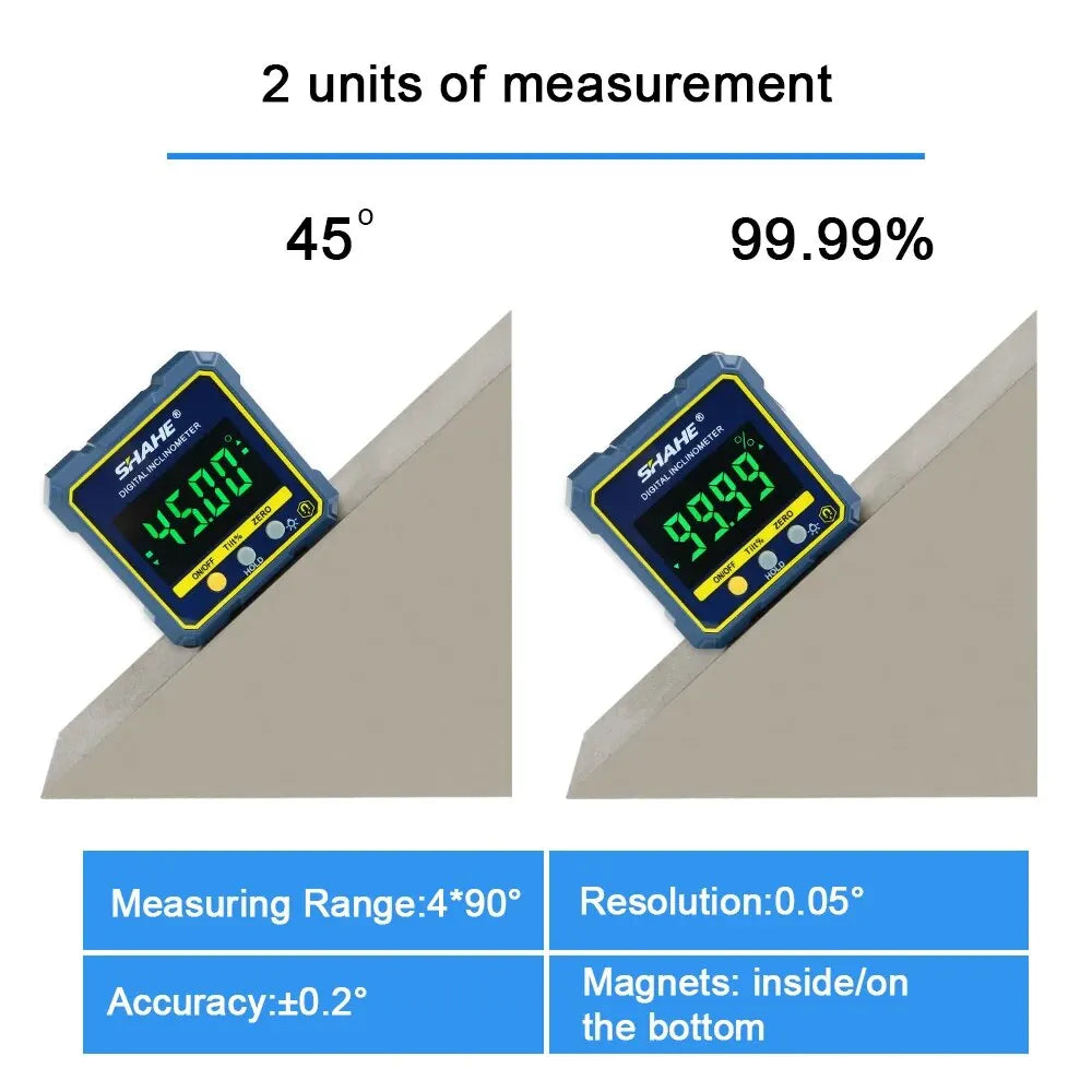 Digital Angle Finder with Laser ā Magnetic Gauge, Inclinometer, Protractor, Backlit LCD for Woodworking & Tools
