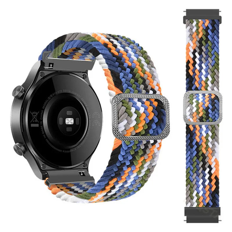 20mm 22mm Elastic Band For Samsung Galaxy Watch 7/6/5/4/FE Active 2 Gear S3 Braided Nylon Strap For Huawei Watch GT 5/4/3/2 46mm