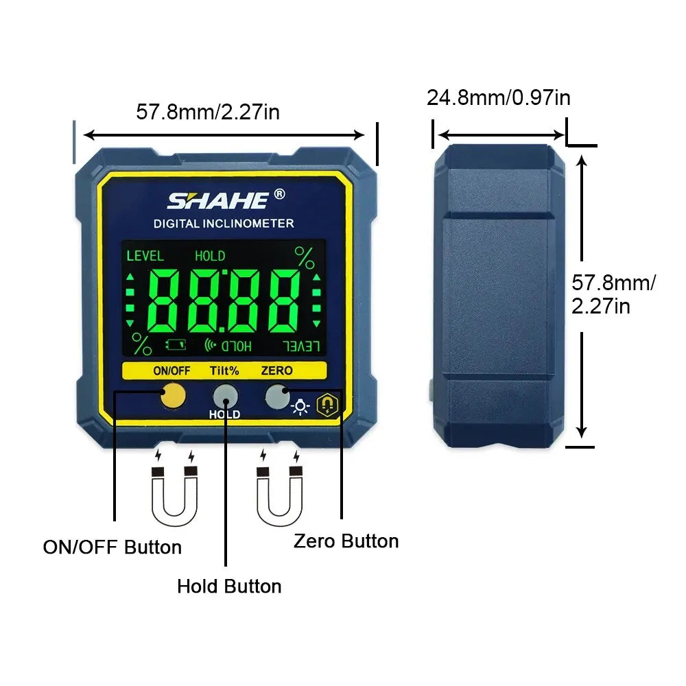 Digital Angle Finder with Laser ā Magnetic Gauge, Inclinometer, Protractor, Backlit LCD for Woodworking & Tools