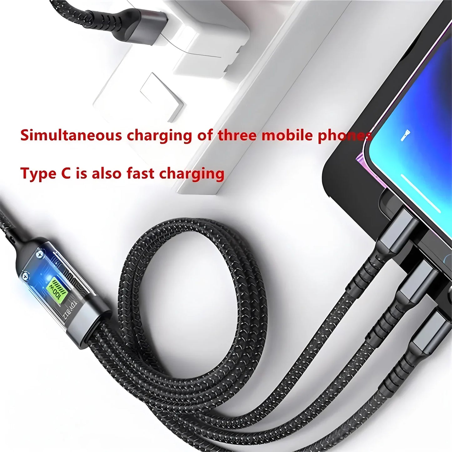 100W USB Charging Cable 3-in-1
