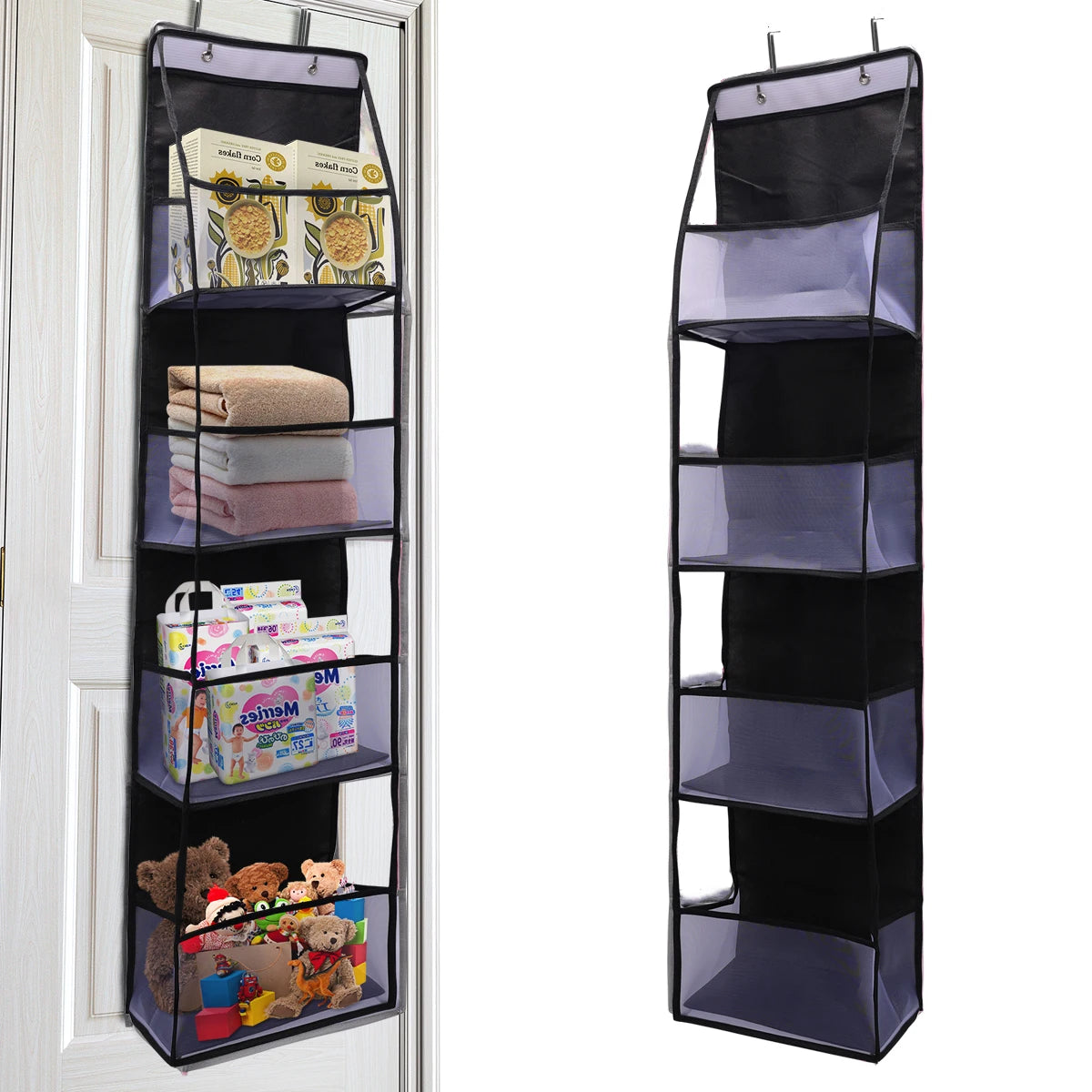 EMESA HOME Over-the-Door Hanging Organizer – 4/6 Layer Storage for Cosmetics, Nursery, Bathroom, Closet, Bedroom & Dorm