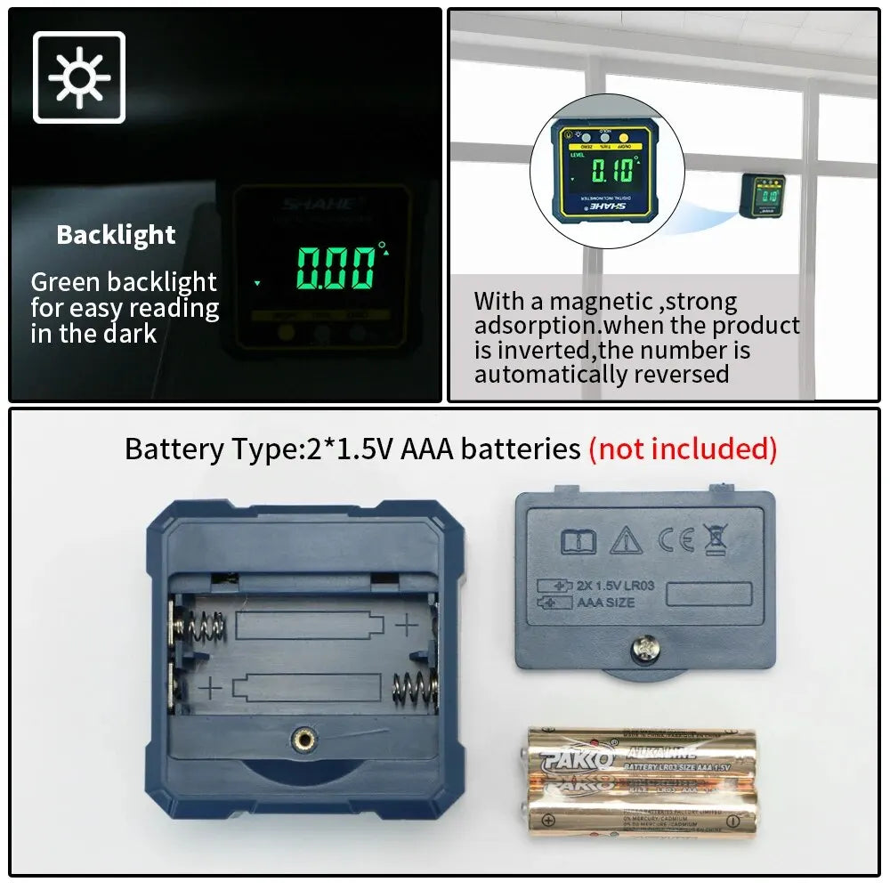 Digital Angle Finder with Laser ā Magnetic Gauge, Inclinometer, Protractor, Backlit LCD for Woodworking & Tools