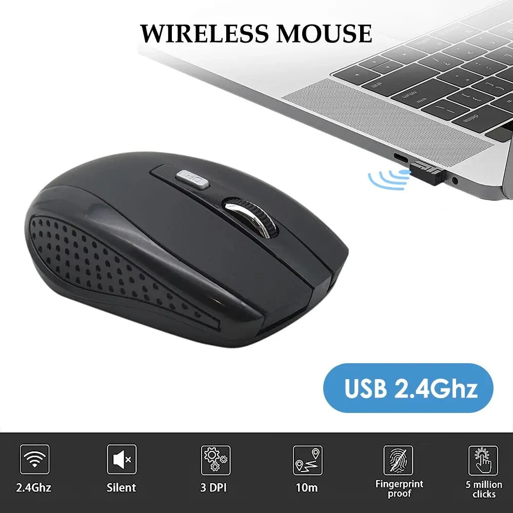 Wireless Silent Mouse - 2.4G Portable Mobile Optical Office PC Laptop MacBook Mouse