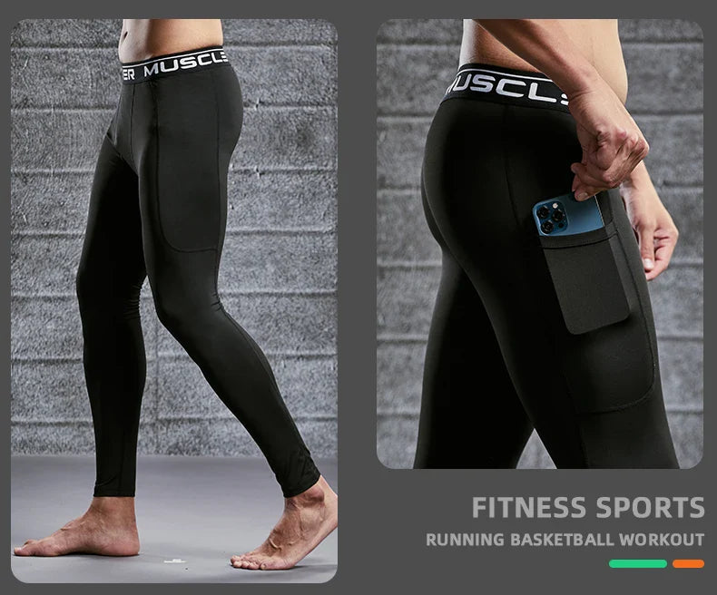 Gym Mens Fitness Running Sport Pants Athletics Tight Leggings Joggings Skinny Yoga Compression Trousers Lycra Sweatpants Dry Fit