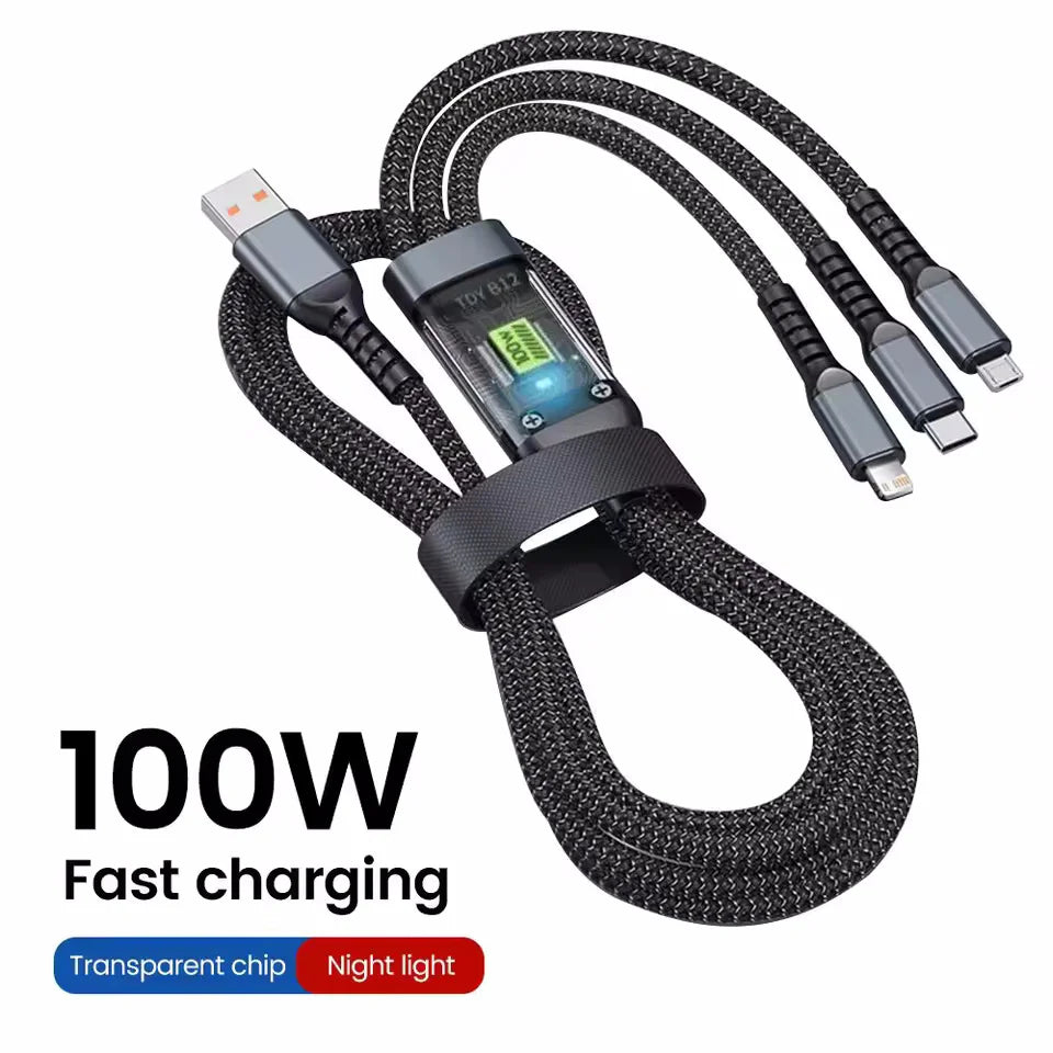 100W USB Charging Cable 3-in-1