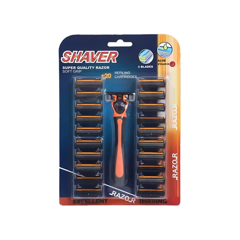 Men's Three-Layer Reusable Shaver Multi-Tool Head Imported Blade Razor