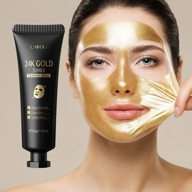 24K Gold & Snail Slime Mask – Deep Cleansing & Anti-Blackheads – Facial Treatment 50g