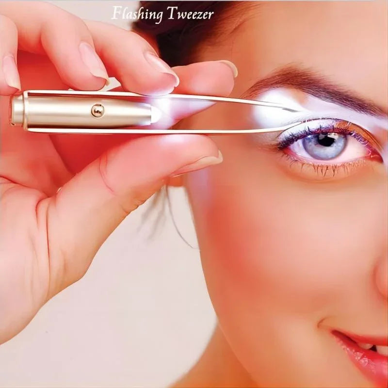 1PC Portable Stainless Steel Eyebrow Tweezer – Smart Design LED Light