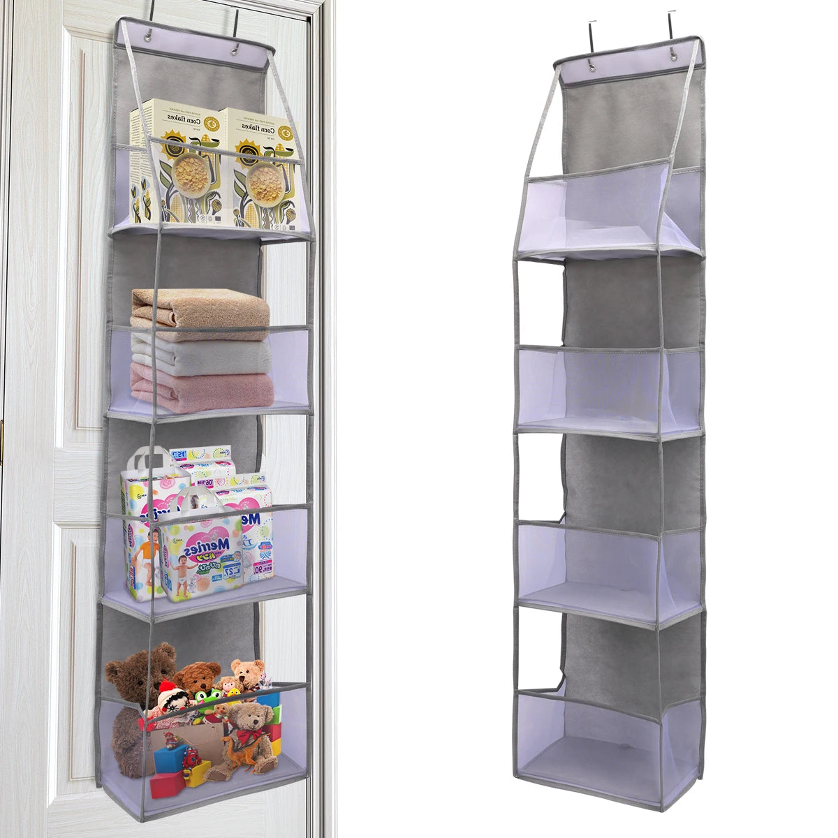 EMESA HOME Over-the-Door Hanging Organizer – 4/6 Layer Storage for Cosmetics, Nursery, Bathroom, Closet, Bedroom & Dorm