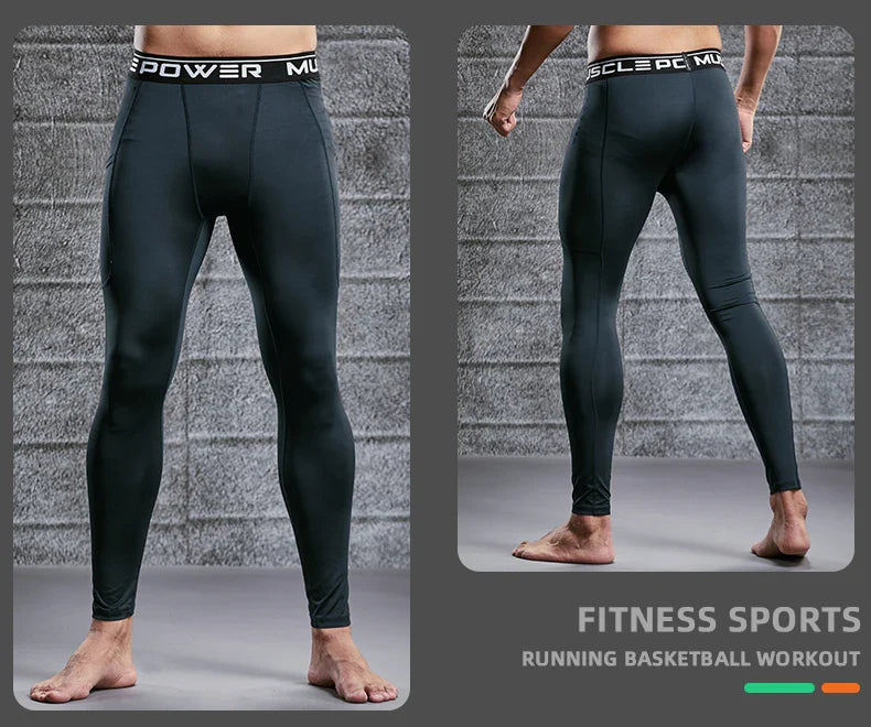 Gym Mens Fitness Running Sport Pants Athletics Tight Leggings Joggings Skinny Yoga Compression Trousers Lycra Sweatpants Dry Fit