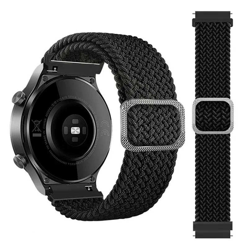 20mm 22mm Elastic Band For Samsung Galaxy Watch 7/6/5/4/FE Active 2 Gear S3 Braided Nylon Strap For Huawei Watch GT 5/4/3/2 46mm