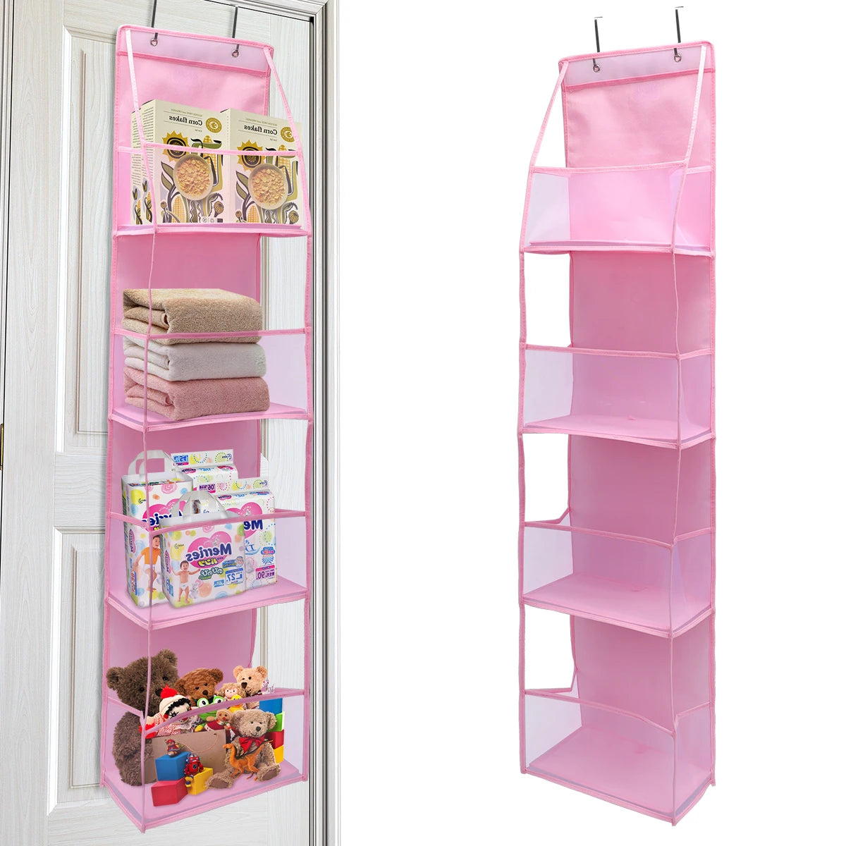 EMESA HOME Over-the-Door Hanging Organizer – 4/6 Layer Storage for Cosmetics, Nursery, Bathroom, Closet, Bedroom & Dorm