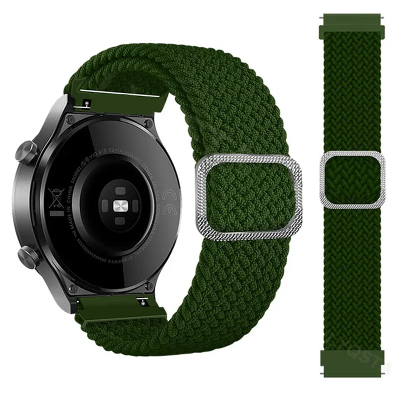 20mm 22mm Elastic Band For Samsung Galaxy Watch 7/6/5/4/FE Active 2 Gear S3 Braided Nylon Strap For Huawei Watch GT 5/4/3/2 46mm