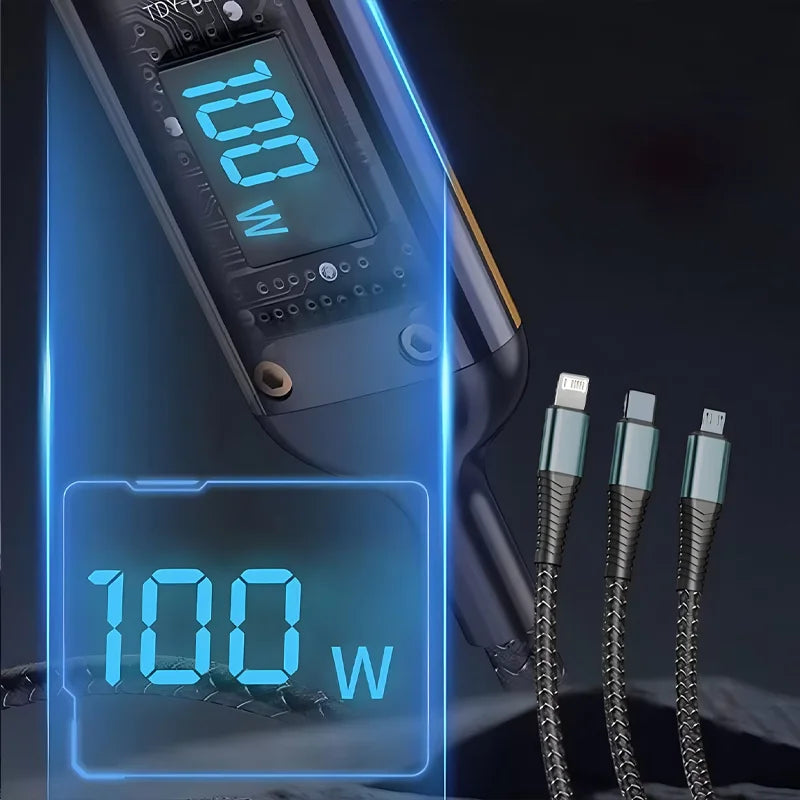 100W USB Charging Cable 3-in-1