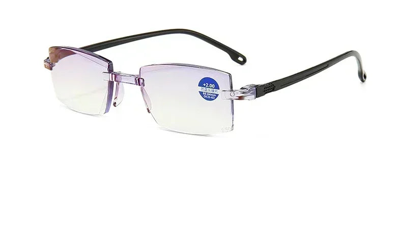 Unisex Rimless Reading Glasses – Anti-Blue Light Bifocal Eyewear for Near & Far Vision