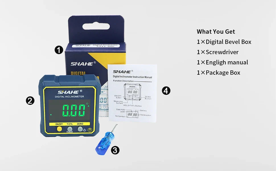 Digital Angle Finder with Laser ā Magnetic Gauge, Inclinometer, Protractor, Backlit LCD for Woodworking & Tools