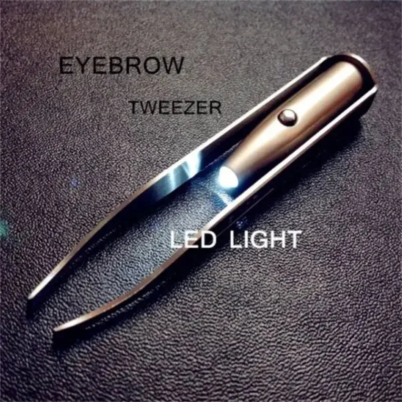 1PC Portable Stainless Steel Eyebrow Tweezer – Smart Design LED Light