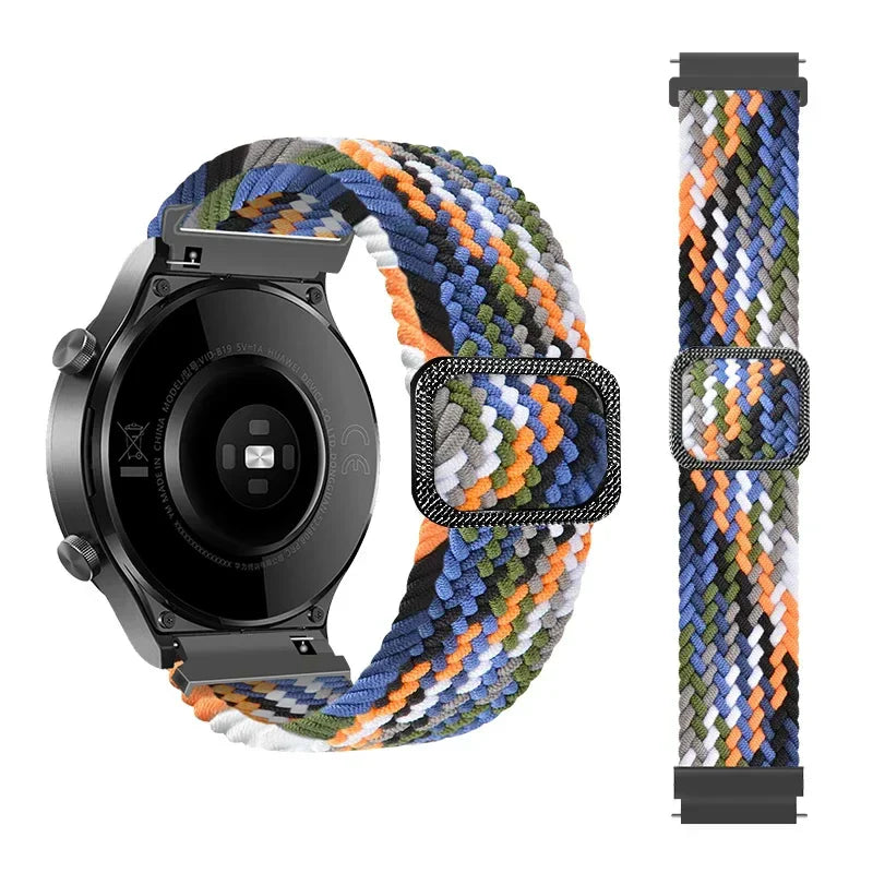 20mm 22mm Elastic Band For Samsung Galaxy Watch 7/6/5/4/FE Active 2 Gear S3 Braided Nylon Strap For Huawei Watch GT 5/4/3/2 46mm