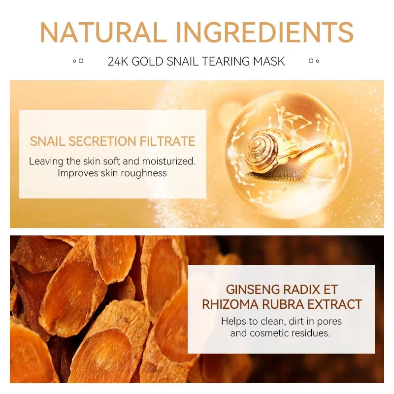 24K Gold & Snail Slime Mask – Deep Cleansing & Anti-Blackheads – Facial Treatment 50g