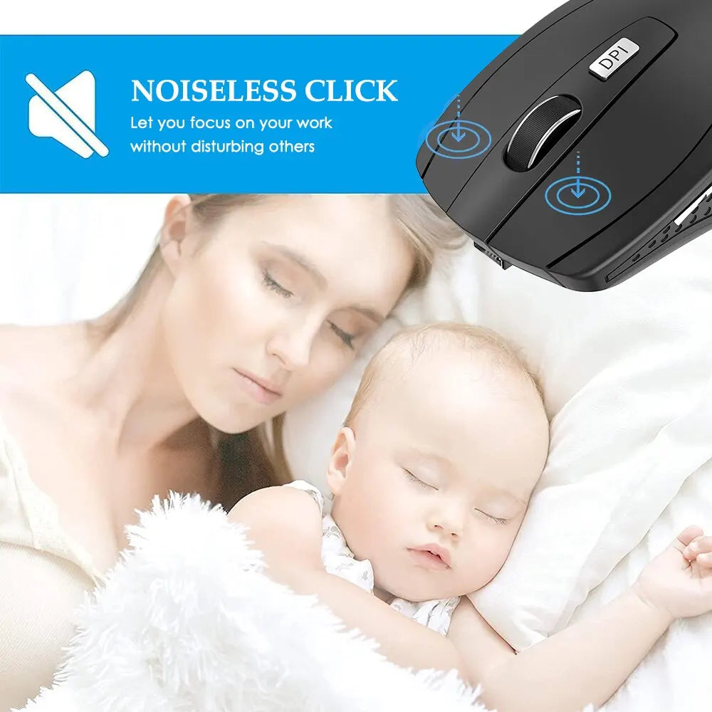 Wireless Silent Mouse - 2.4G Portable Mobile Optical Office PC Laptop MacBook Mouse