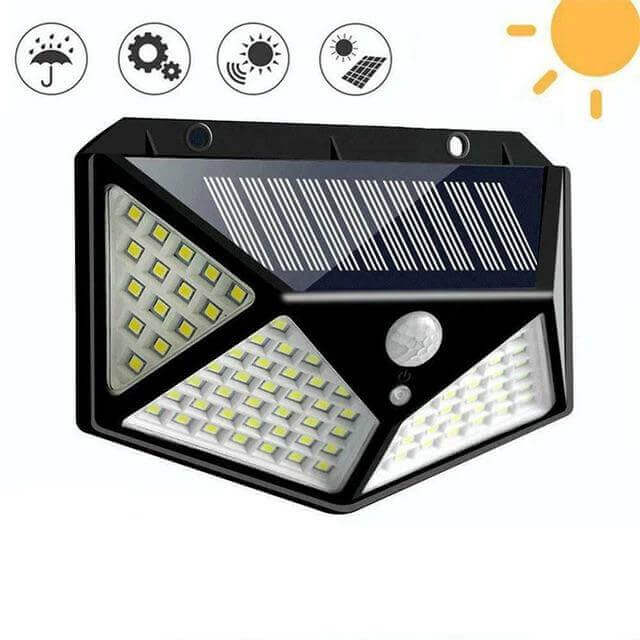 100 LED Solar Wall Lamp 4 Sides Luminous With Motion Sensor Human