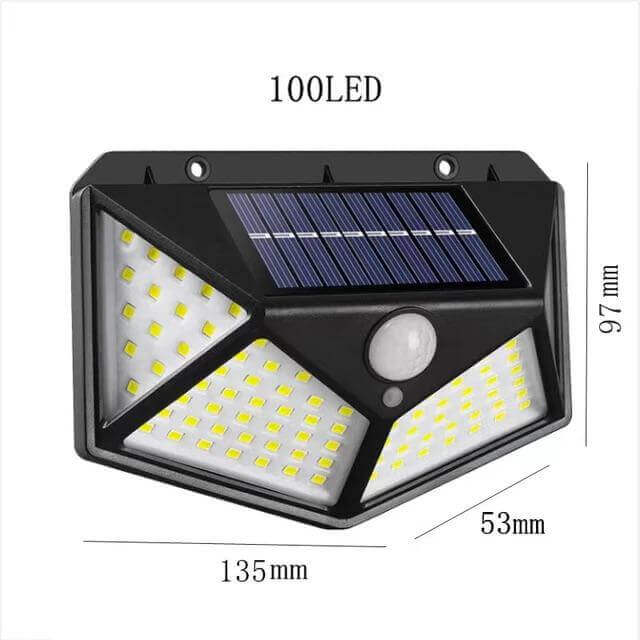 100 LED Solar Wall Lamp 4 Sides Luminous With Motion Sensor Human