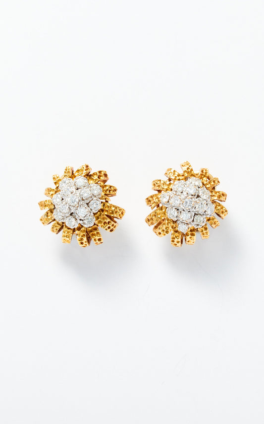 Vintage 18ct Gold and Diamond French Earrings