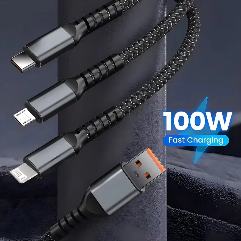 100W USB Charging Cable 3-in-1