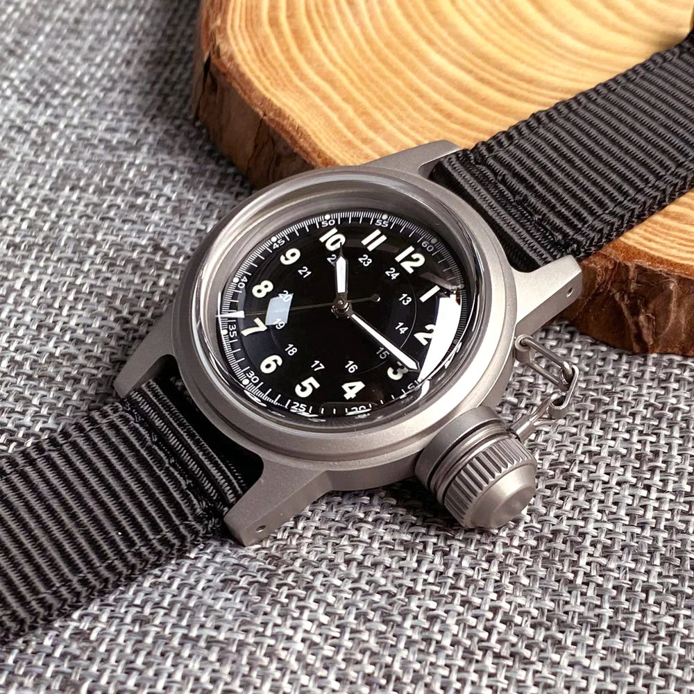 Tandorio NH35A 36mm Automatic Men Watch Diver Movement 20Bar Waterproof Wristwatch Big Crown Domed Sapphire Glass Nylon Band
