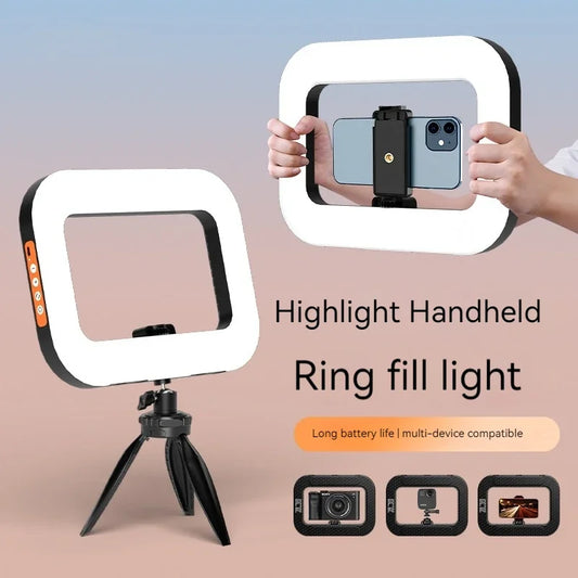 Rechargeable Handheld LED Ring Fill Light For Indoor, Outdoor Mobile Phone Photography, Selfie, Youtube Live