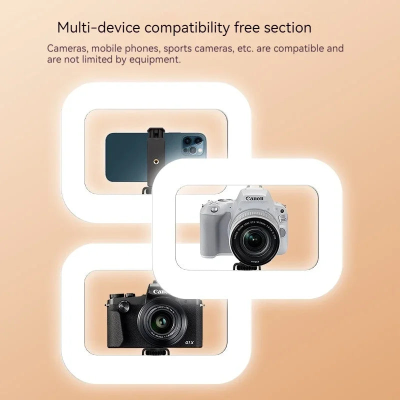 Rechargeable Handheld LED Ring Fill Light For Indoor, Outdoor Mobile Phone Photography, Selfie, Youtube Live