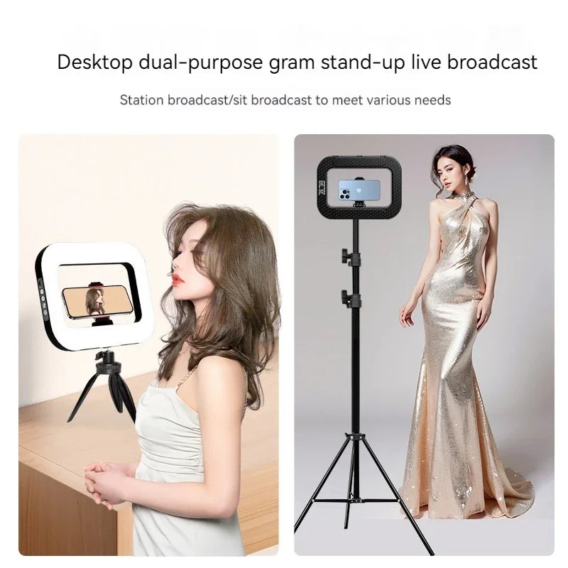 Rechargeable Handheld LED Ring Fill Light For Indoor, Outdoor Mobile Phone Photography, Selfie, Youtube Live