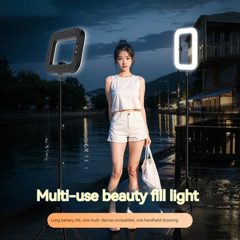Rechargeable Handheld LED Ring Fill Light For Indoor, Outdoor Mobile Phone Photography, Selfie, Youtube Live