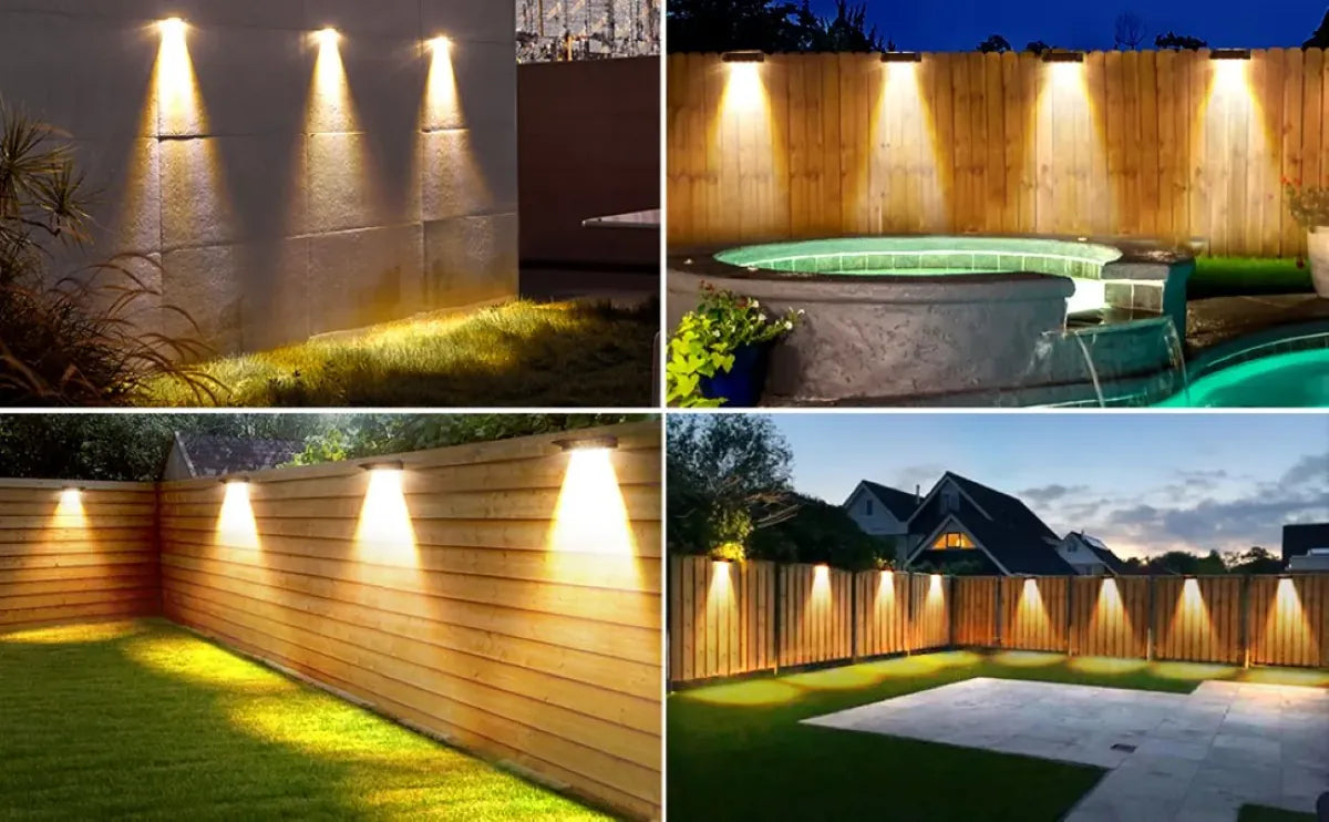 Outdoor Solar Wall Lights Waterproof Solar Fence Lights for Fence Post Yard Pathway