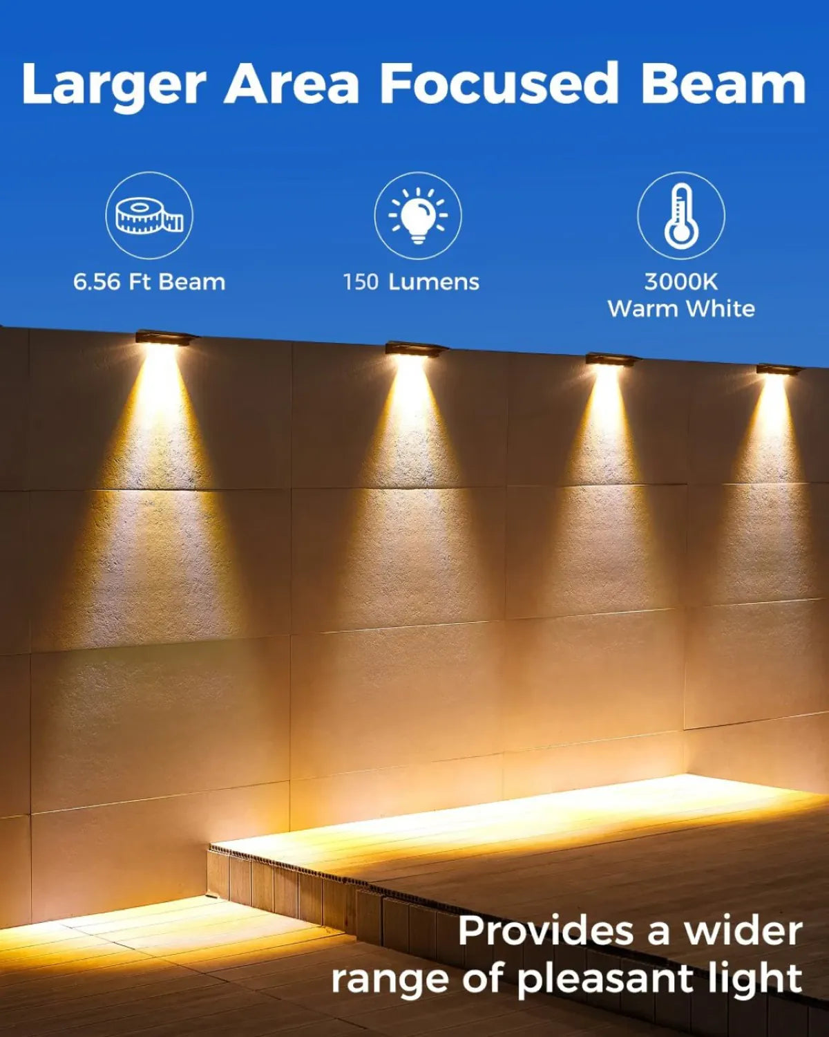 Outdoor Solar Wall Lights Waterproof Solar Fence Lights for Fence Post Yard Pathway