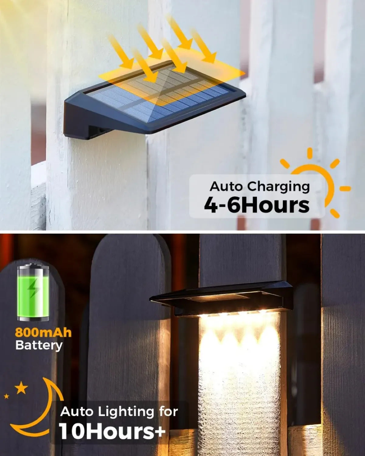 Outdoor Solar Wall Lights Waterproof Solar Fence Lights for Fence Post Yard Pathway