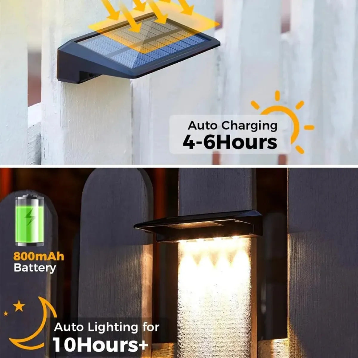 Outdoor Solar Wall Lights Waterproof Solar Fence Lights for Fence Post Yard Pathway